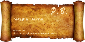 Petyka Barna névjegykártya